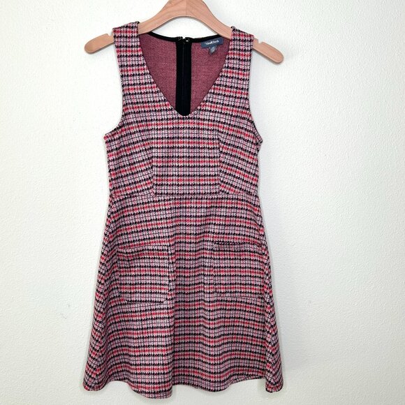 Modcloth V-Neck Fit ad Flare Dress in Red Plaid Size S - Picture 1 of 6